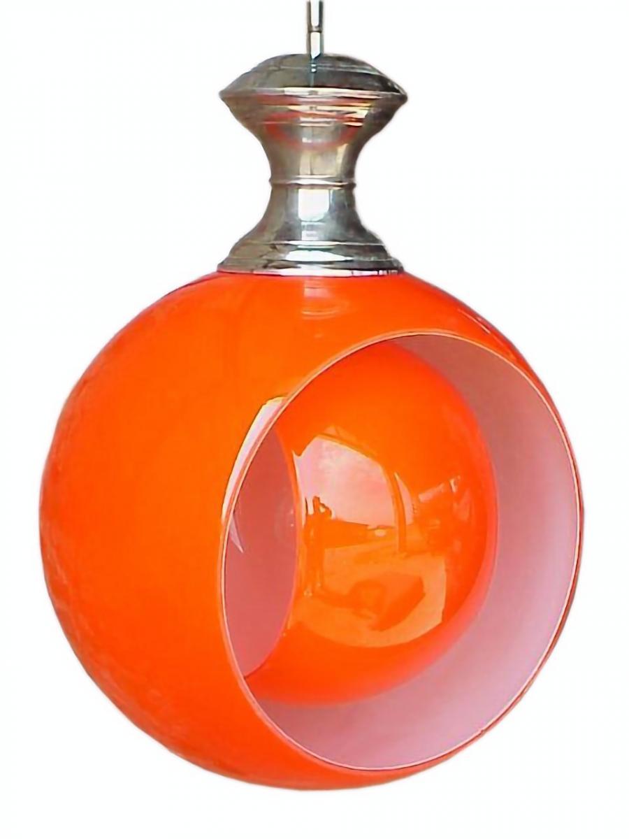 Metal Vintage Ceiling Lamp Glass Carlo Nason Eclipse Mazzega Venice, Italy, 1960 For Sale