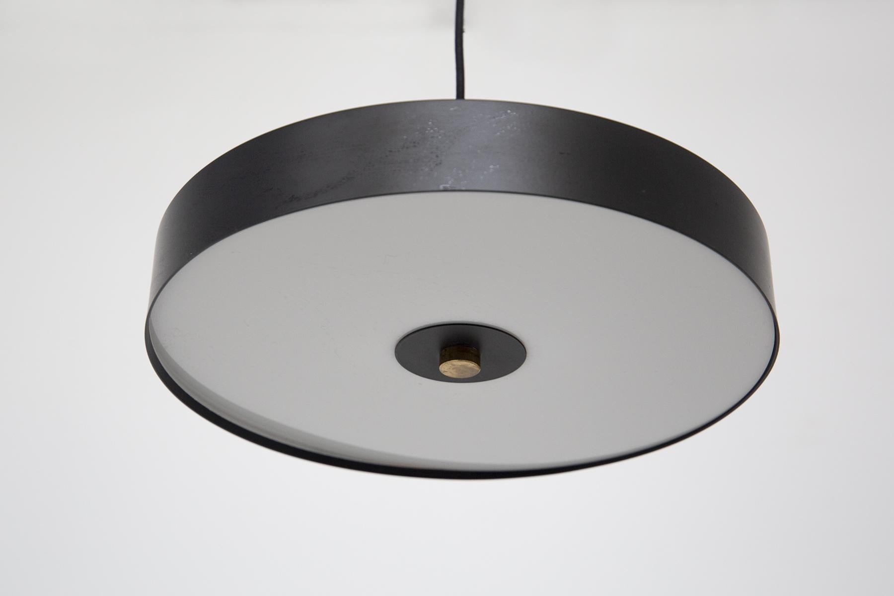 Vintage Ceiling Lamp in Black Aluminum In Excellent Condition In Milano, IT