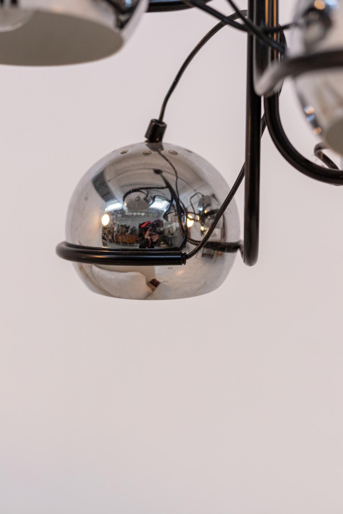 Vintage Ceiling Lamp in Chromed Aluminium For Sale 3