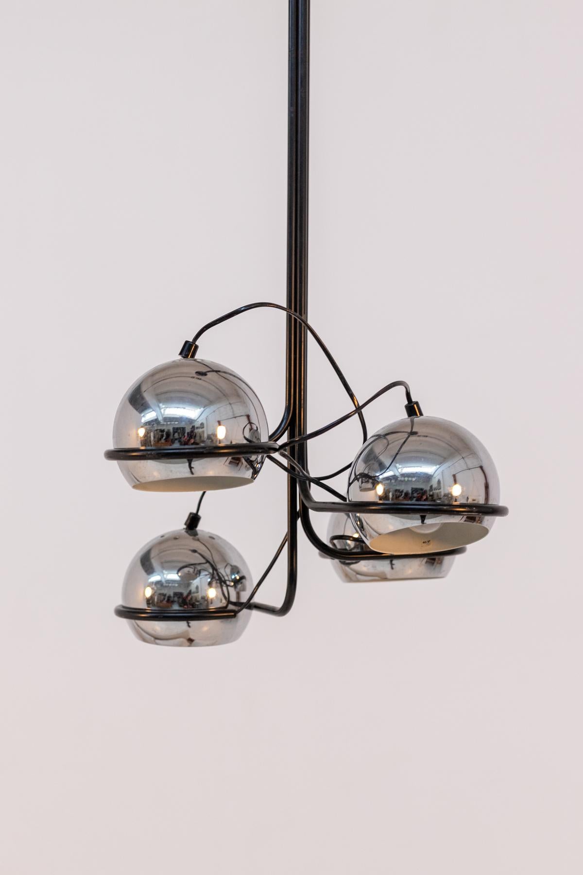 Vintage Ceiling Lamp in Chromed Aluminium In Good Condition For Sale In Milano, IT