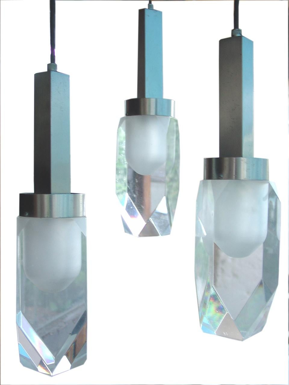 Modern Vintage Ceiling Lamp Lucite Plexi by Gaetano Missaglia, Italy, 1970 For Sale
