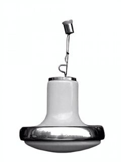 Deckenleuchte aus opalisierendem Glas im Vintage-Design von Luci, Italien, 1960