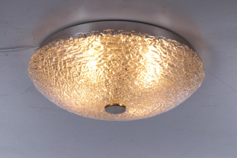 Vintage Ceiling Lamp with Chrome and Murano Glass, 1960s For Sale at 1stDibs