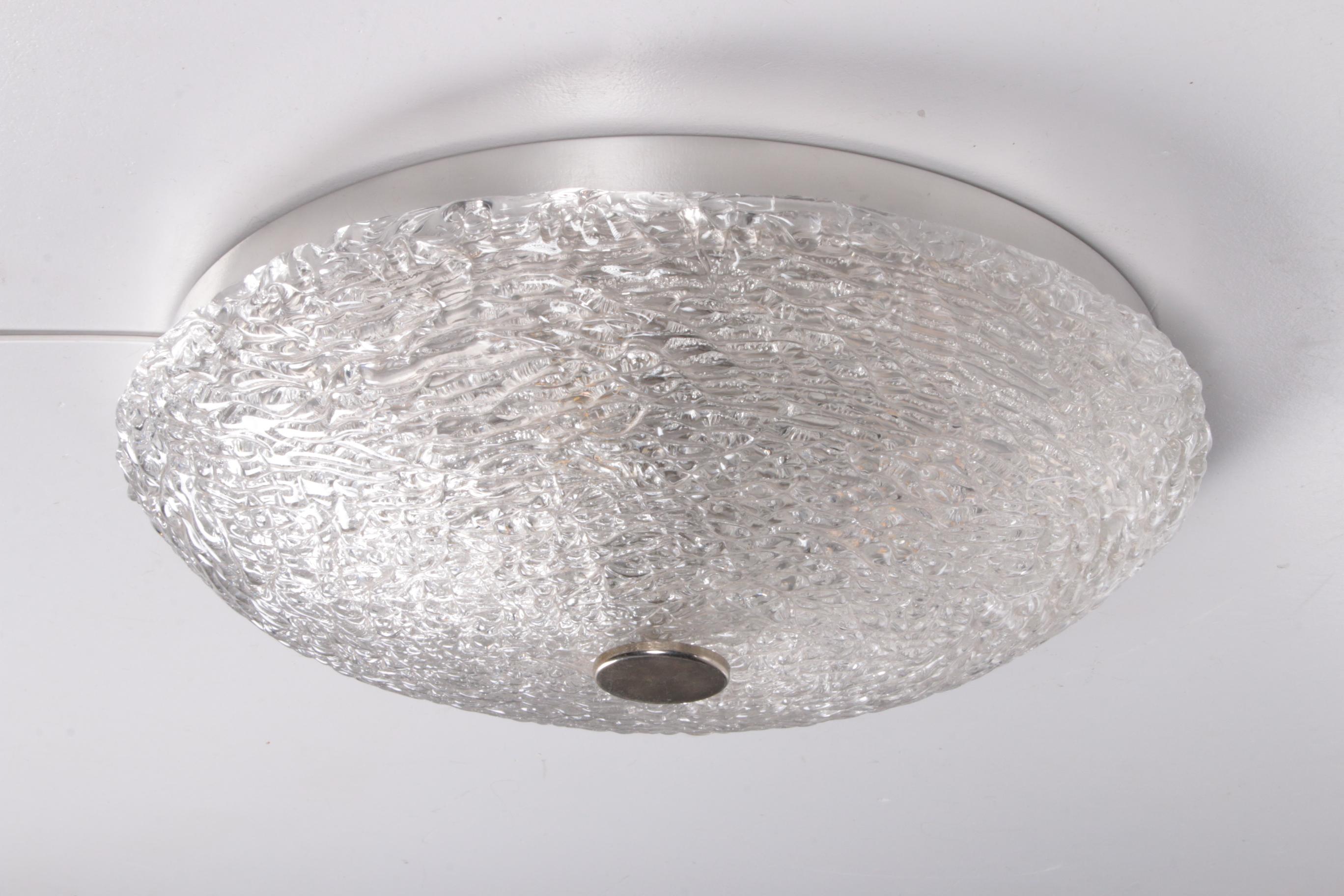 Mid-20th Century Vintage Ceiling Lamp with Chrome and Murano Glass, 1960s For Sale
