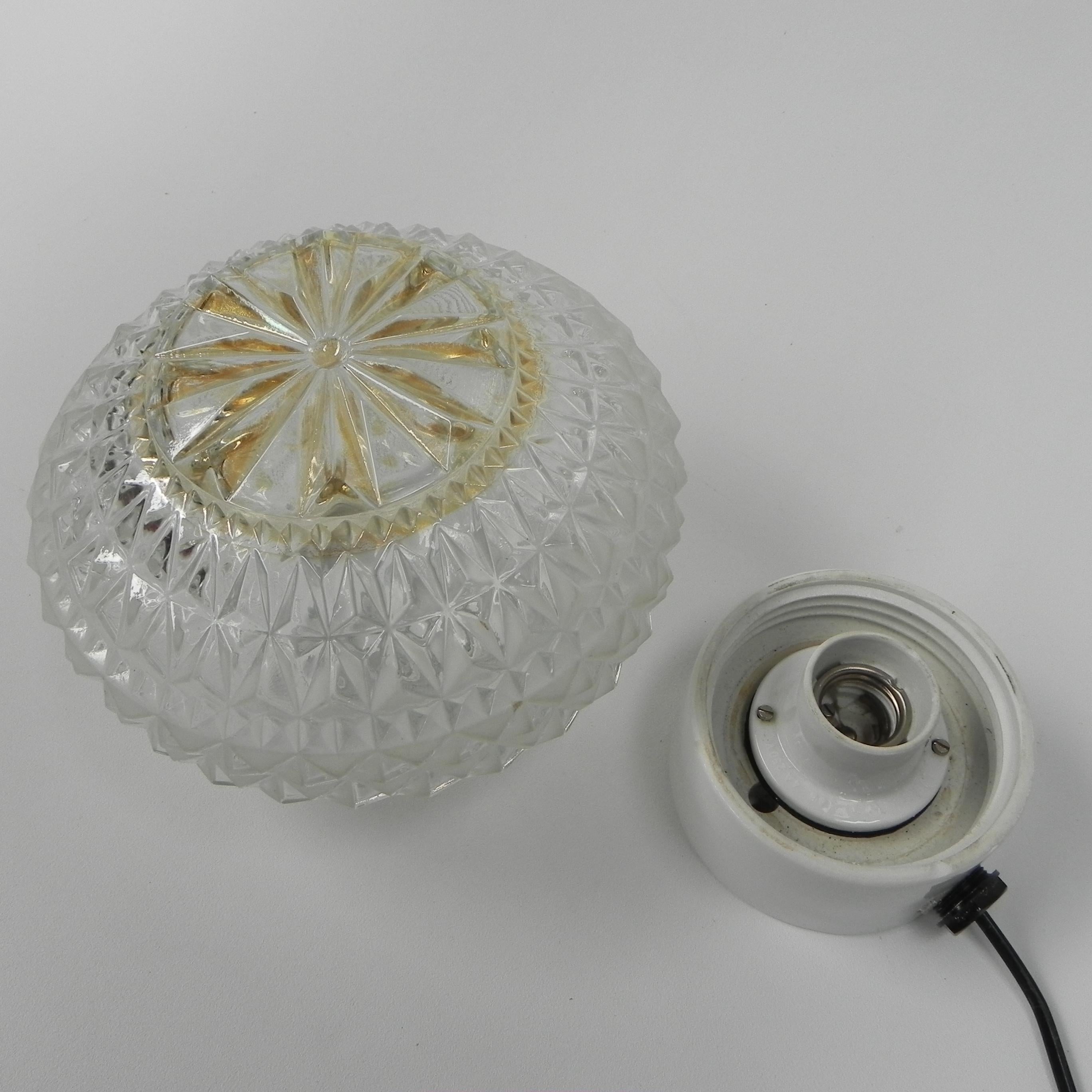 Vintage ceiling lamp with glass shade For Sale 4