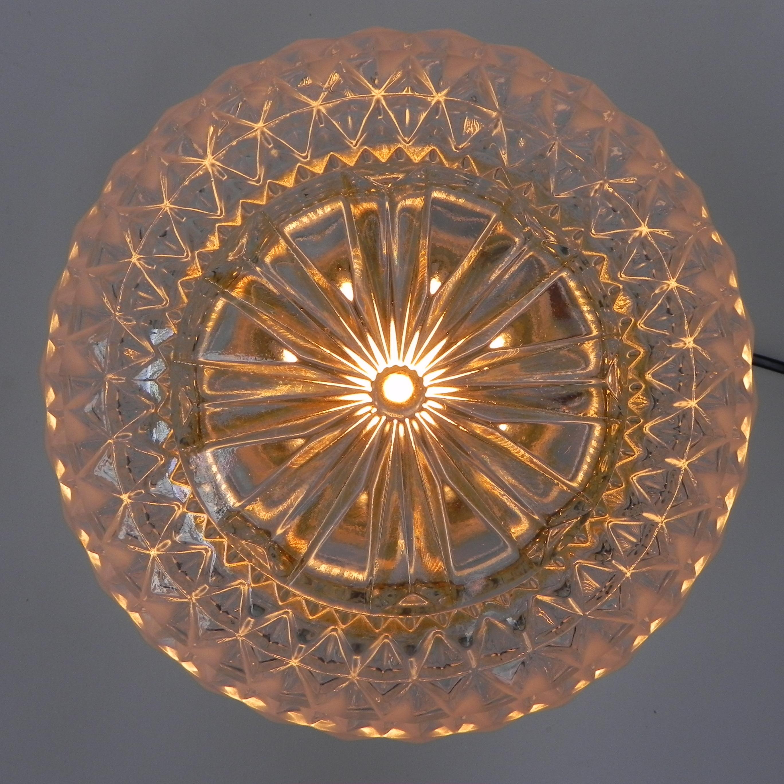 German Vintage ceiling lamp with glass shade For Sale