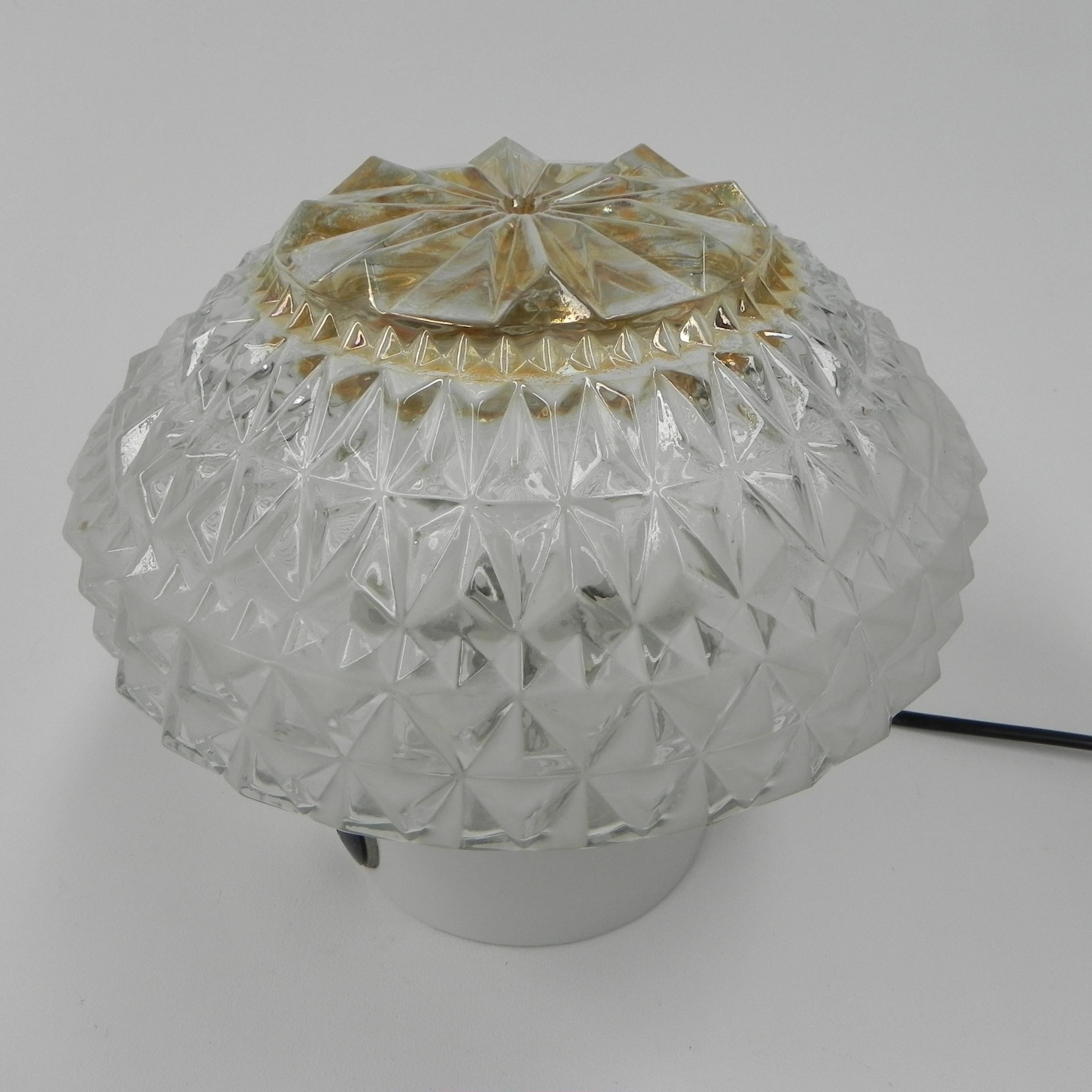 Vintage ceiling lamp with glass shade In Good Condition For Sale In EINDHOVEN, NL