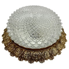 Vintage Ceiling Lamp with Glass Shade In Gilt Bronze Fittings Vintage Ceiling Lamp with Glass Shade In Gilt Bronze Fittings