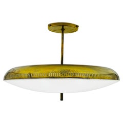Vintage Ceiling Light in Solid BRASS & White Lucite, Circa 1960s