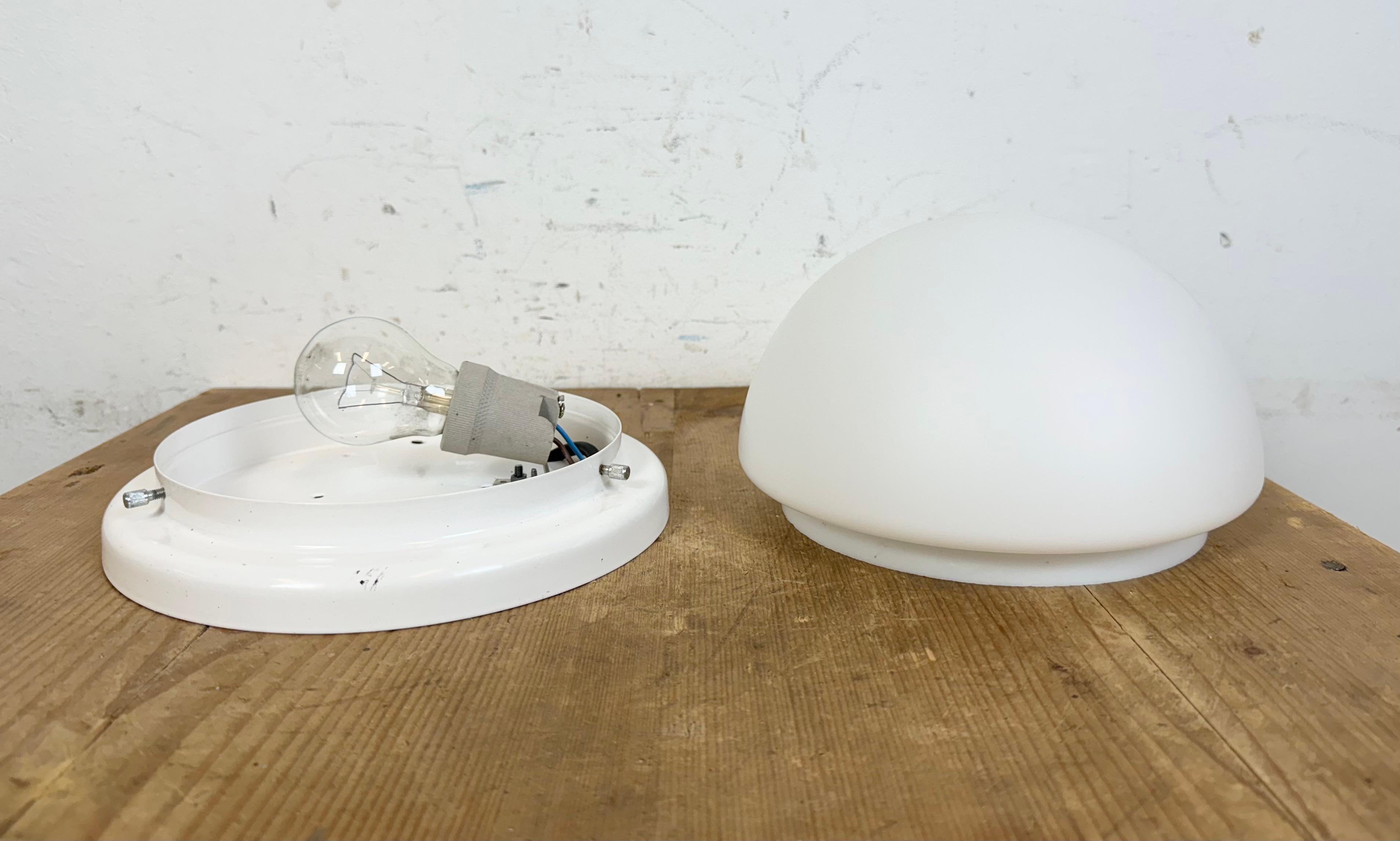 Vintage Ceiling or Wall Light with Milk Glass, 1980s In Good Condition For Sale In Kojetice, CZ