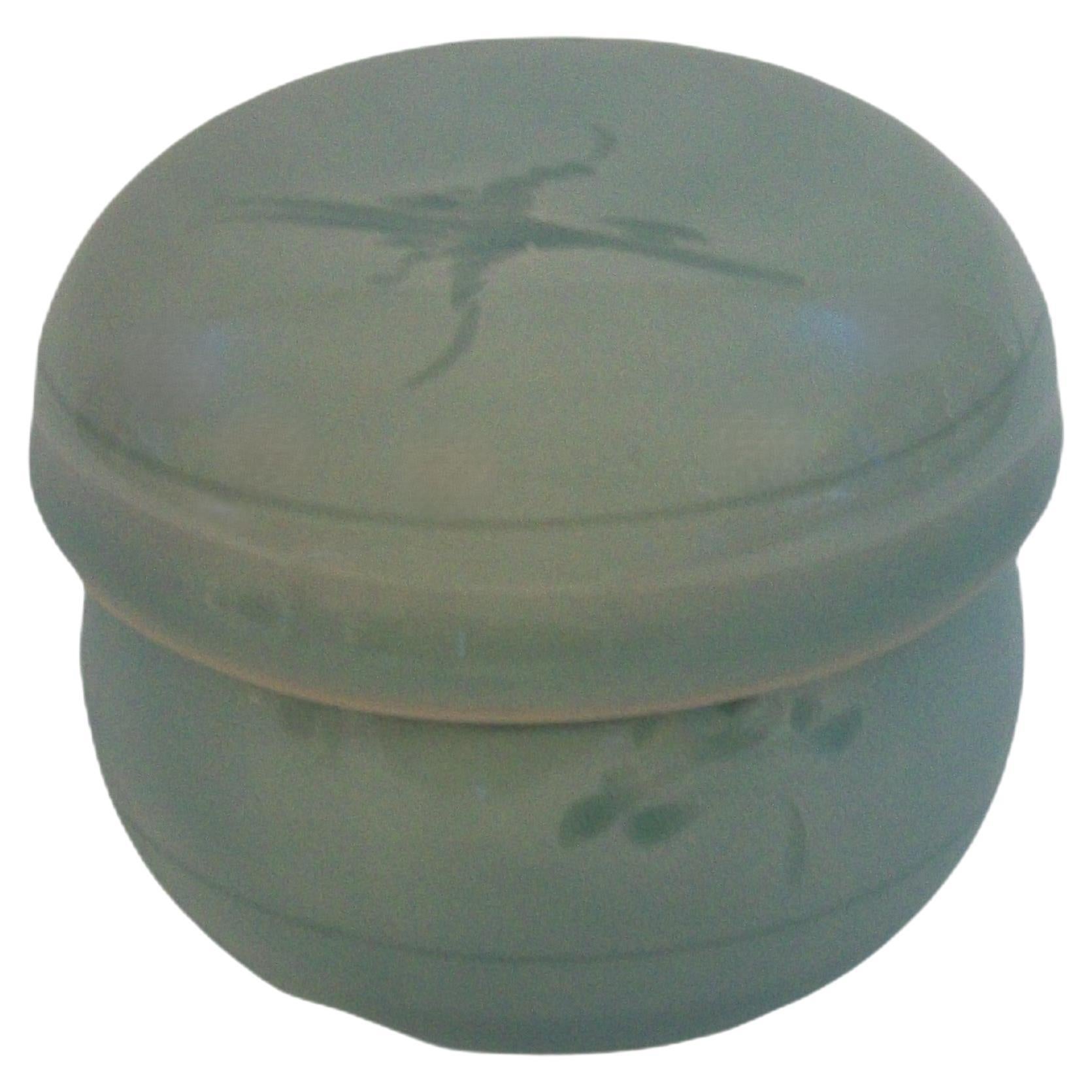 Vintage Celadon Glazed Porcelain Box & Cover - South Korea - Late 20th Century