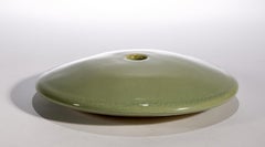 Vintage Celadon Green Ikebana Vase, American Studio Pottery 1970s