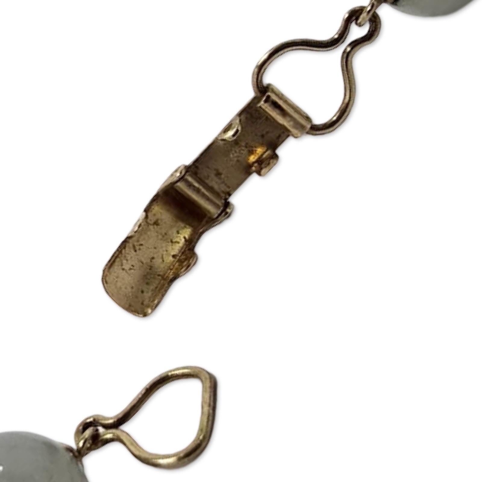 Vintage Celadon Jadeit & Hand-geschnitzt 14K Gold Filigran Perle Halskette 26 Zoll im Angebot 5