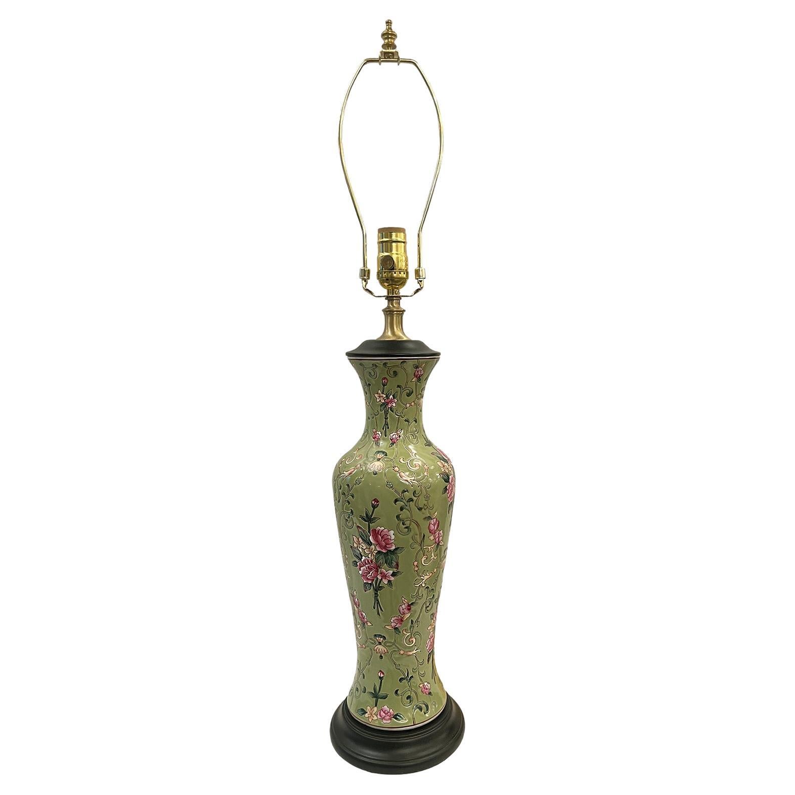Vintage Celadon Table Lamp For Sale
