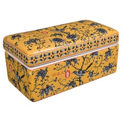 Plato de Celebración Vintage, Caja con Tapa de Cerámica China, Decoración Famile Jaune, C.1980