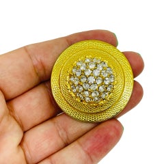 Vintage CELEBRITY signed gold tone rhinestones designer scarf clip