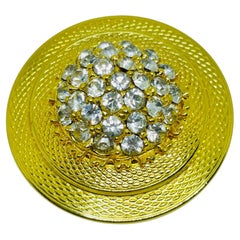 Vintage CELEBRITY signed gold tone rhinestones designer scarf clip