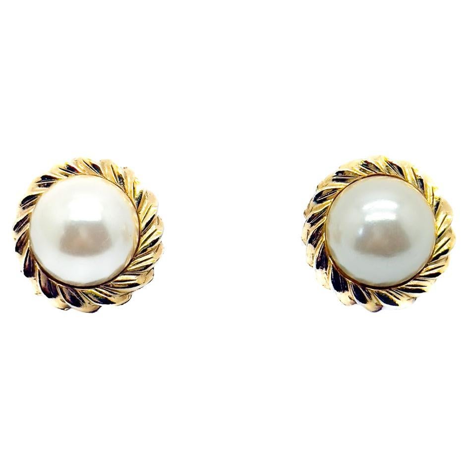 Pendientes vintage de perlas celestes años 80