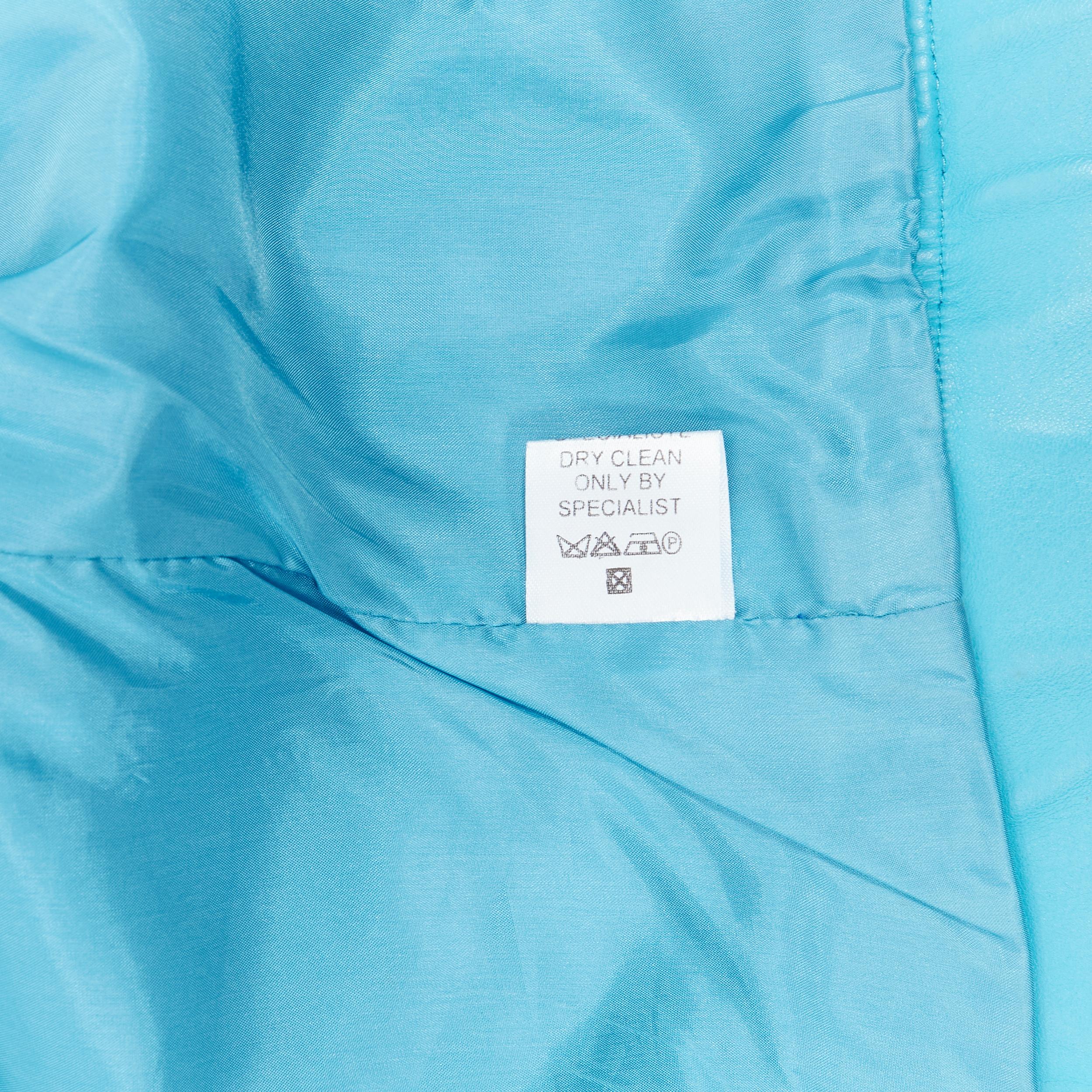 vintage CELINE 100% sky blue lambskin leather short trucker jacket FR40 M 2