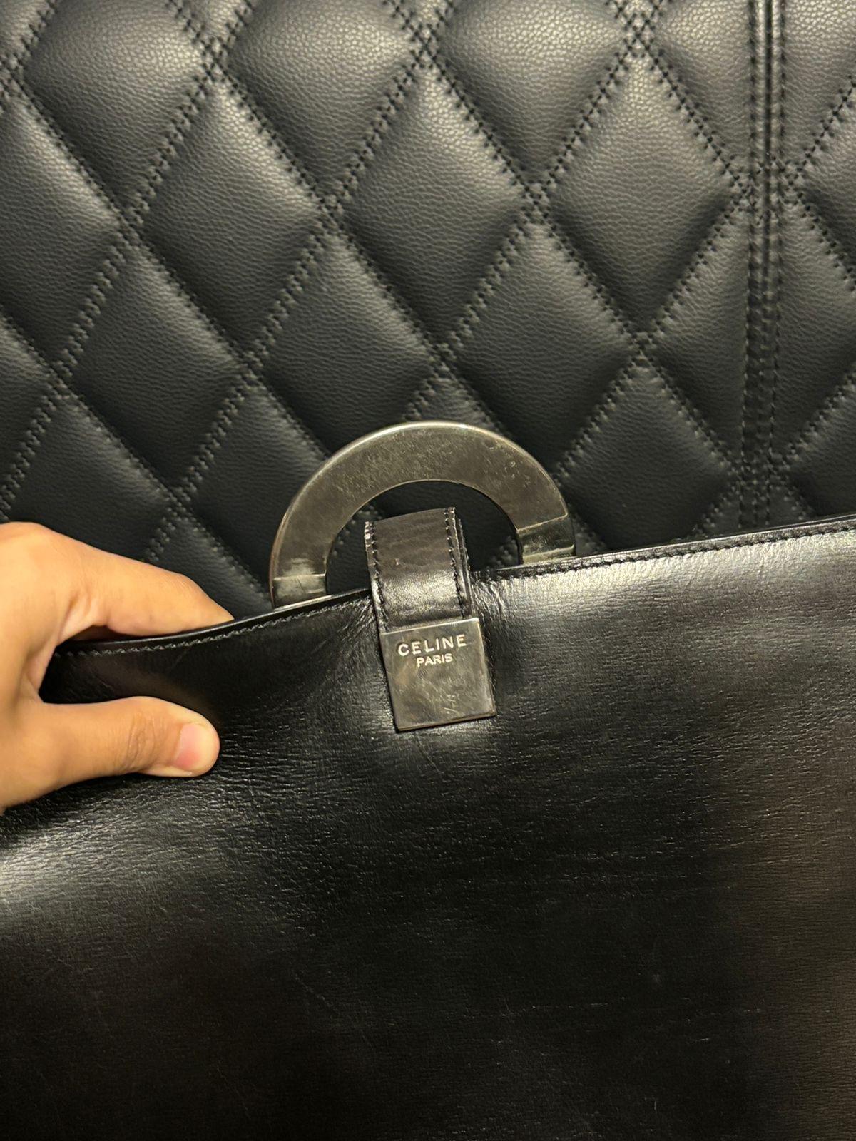  Vintage Celine Leather Circle Metal Logo Bucket Bag Unisexe 