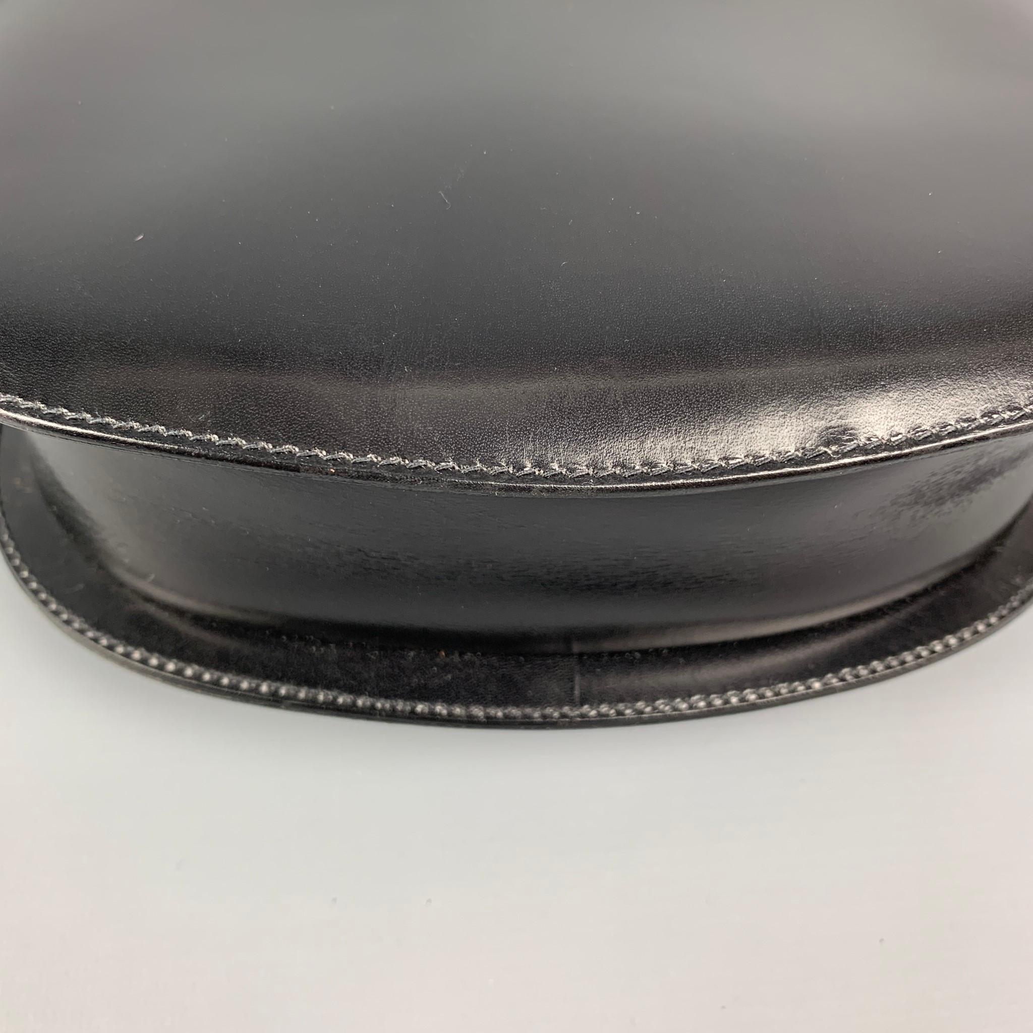 Vintage CELINE Black Leather Crest Saddle Handbag 1