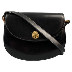 Vintage CELINE Schwarz Leder Crest Sattel Handtasche