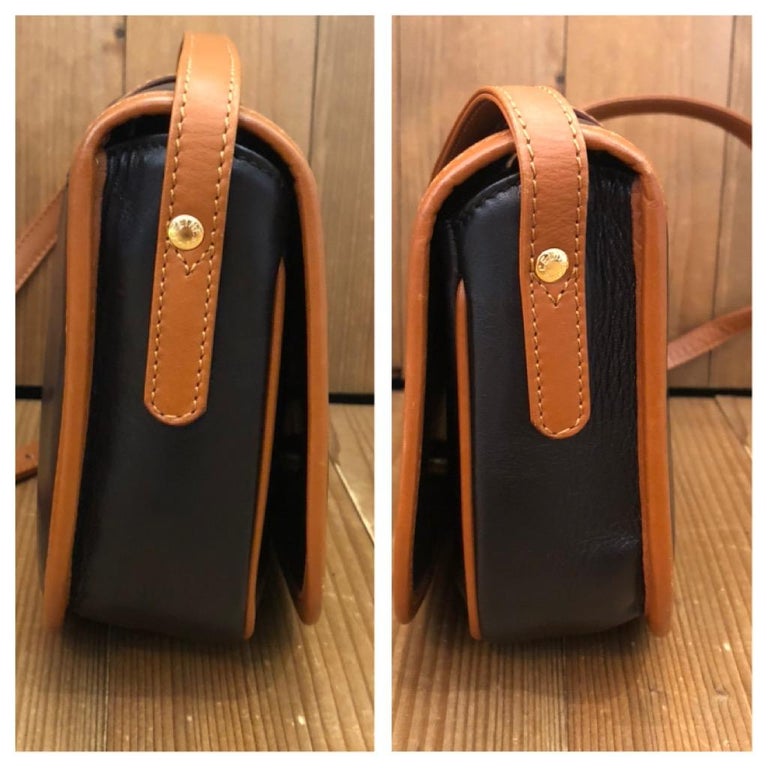 Vintage CELINE Black Leather Crossbody Box Bag at 1stDibs