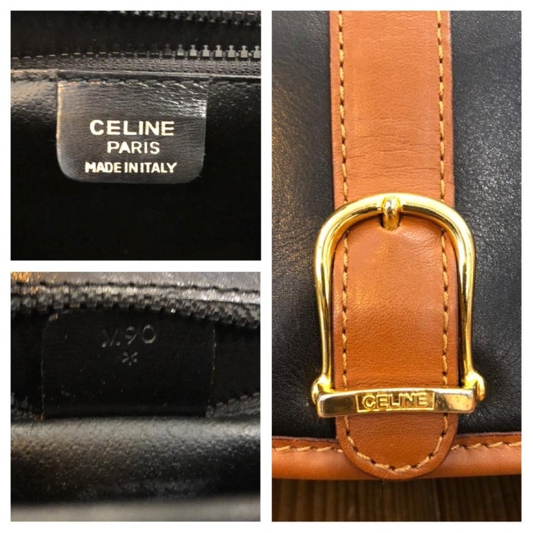 Vintage CELINE Black Leather Crossbody Box Bag at 1stDibs