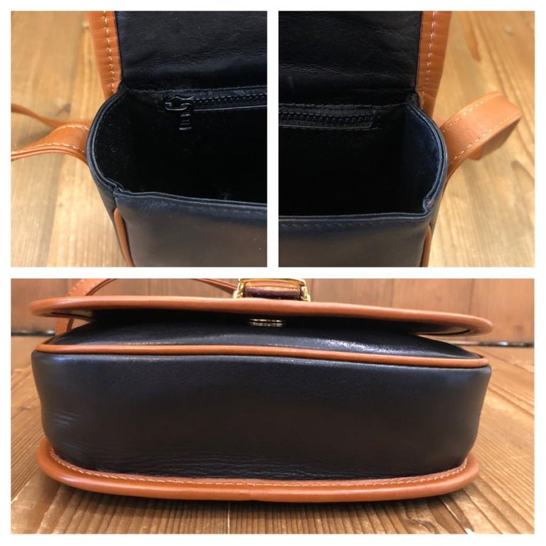 Vintage CELINE Black Leather Crossbody Box Bag at 1stDibs
