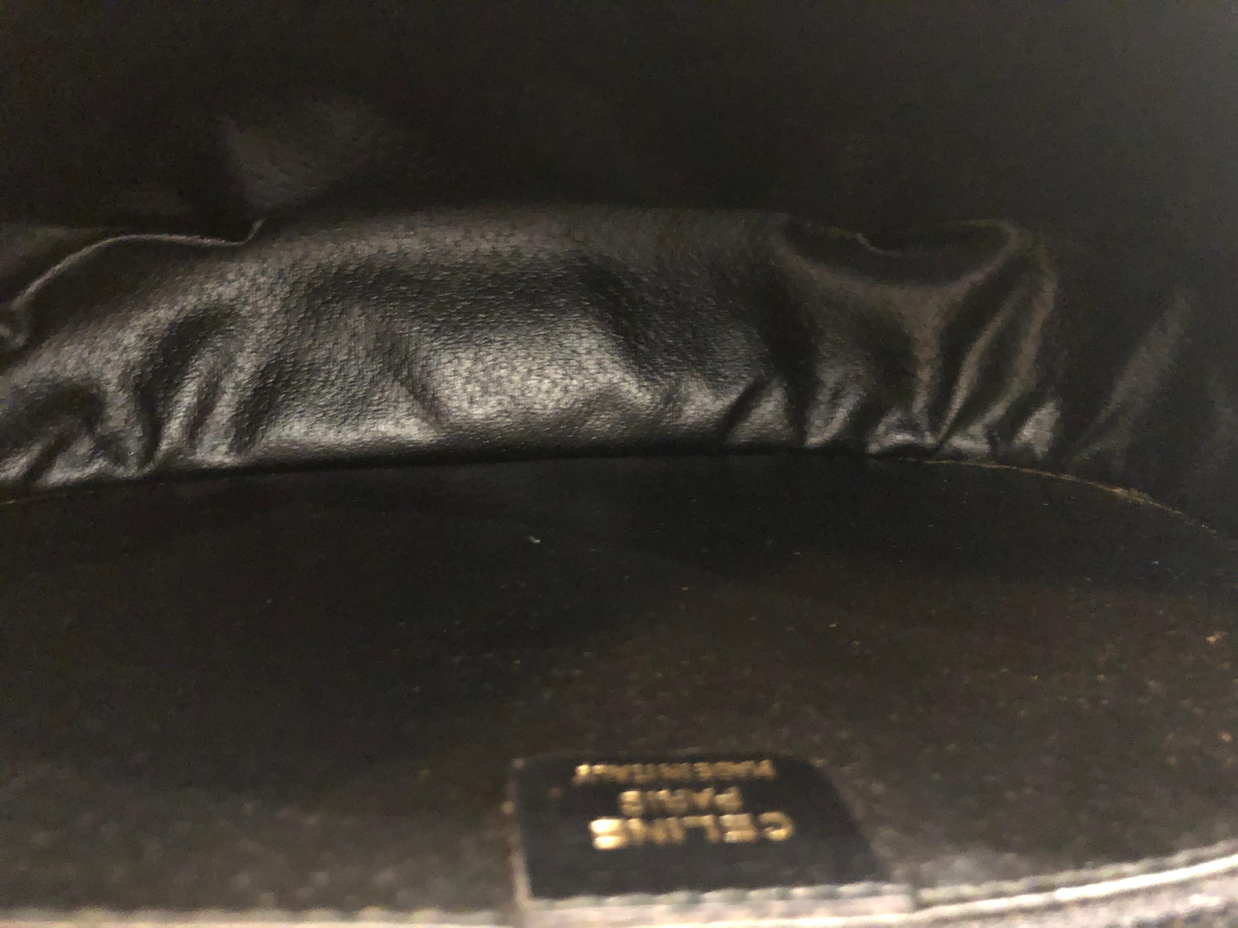 Vintage CELINE Black Leather Crossbody Box Bag 2