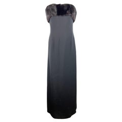 Retro Celine Black Off Shoulder Maxi Dress, Size 40