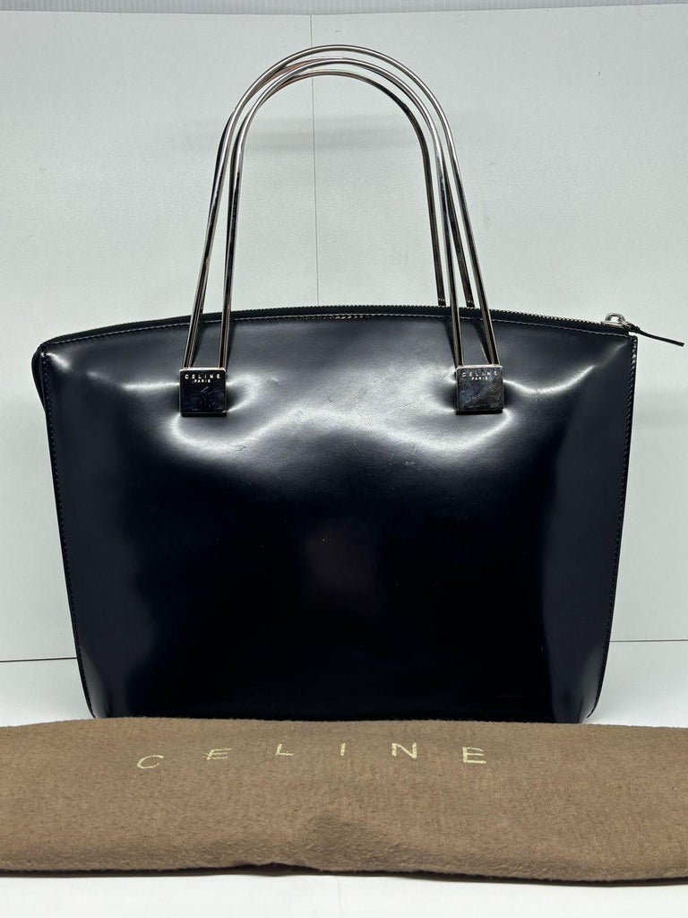 バッグ CELINE Leather Zipper Tote Bag Celine-Black-Leather-Small-