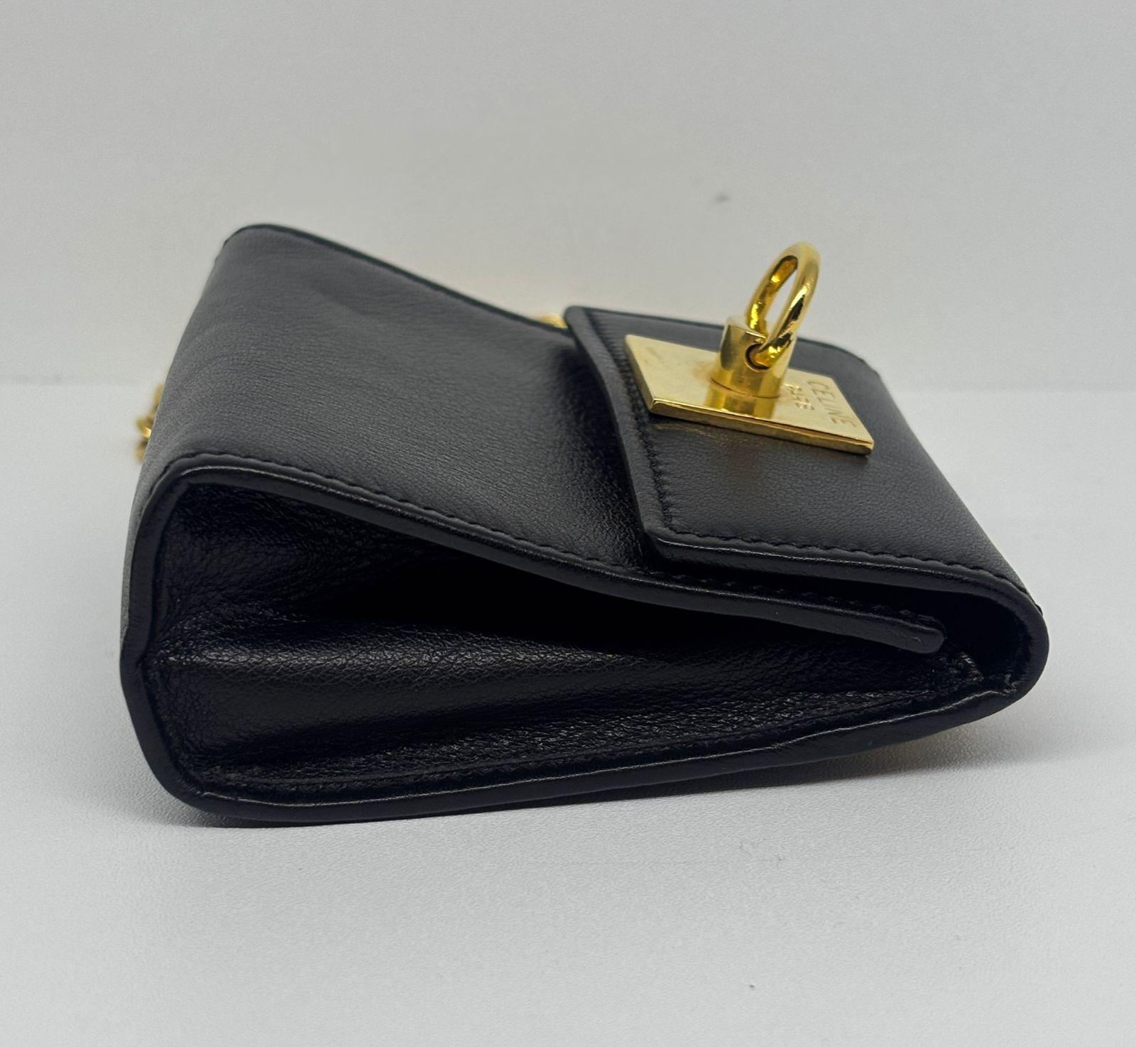 Vintage Celine Black Smooth Leather Mini Crossbody Purse For Sale 7