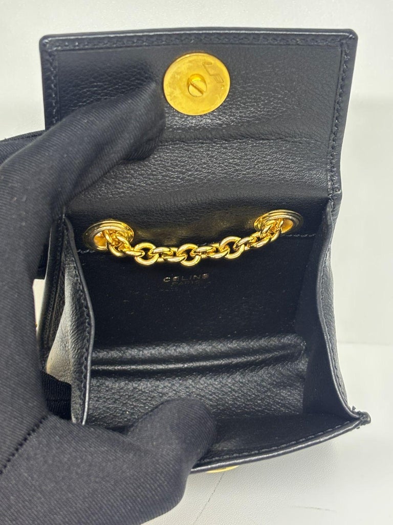 Vintage Celine Black Smooth Leather Mini Crossbody Purse For Sale