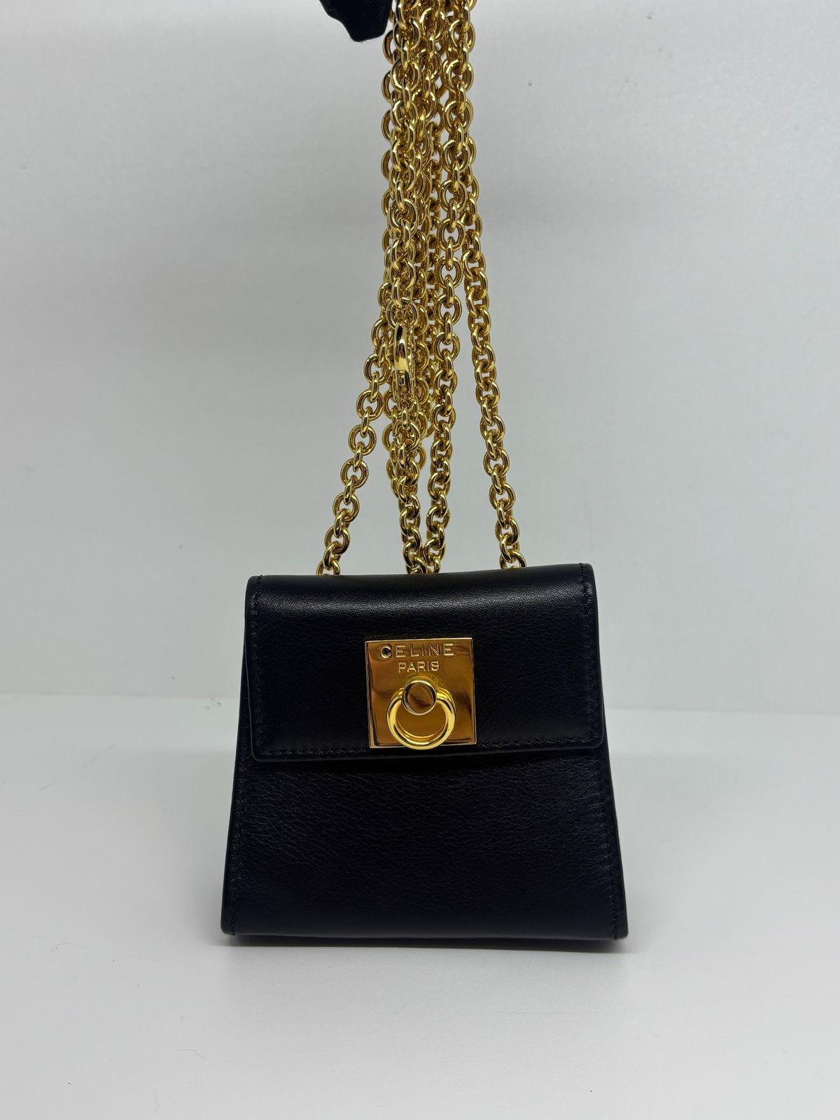 Vintage Celine Black Smooth Leather Mini Crossbody Purse For Sale 10