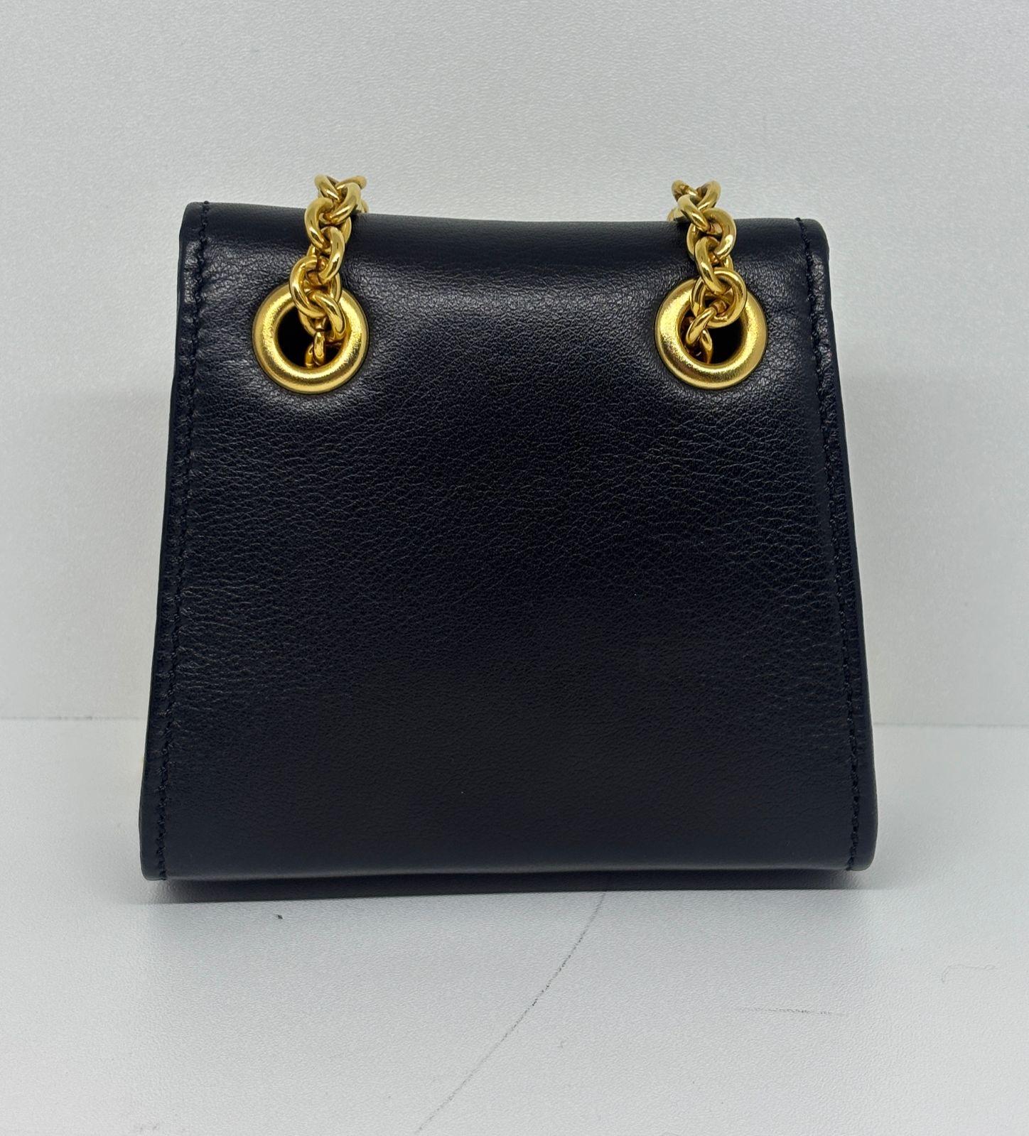 Vintage Celine Black Smooth Leather Mini Crossbody Purse For Sale 2