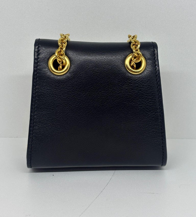 Vintage Celine Black Smooth Leather Mini Crossbody Purse For Sale