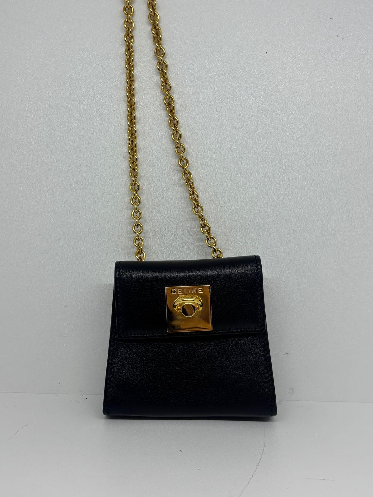 Vintage Celine Black Smooth Leather Mini Crossbody Purse For Sale 4