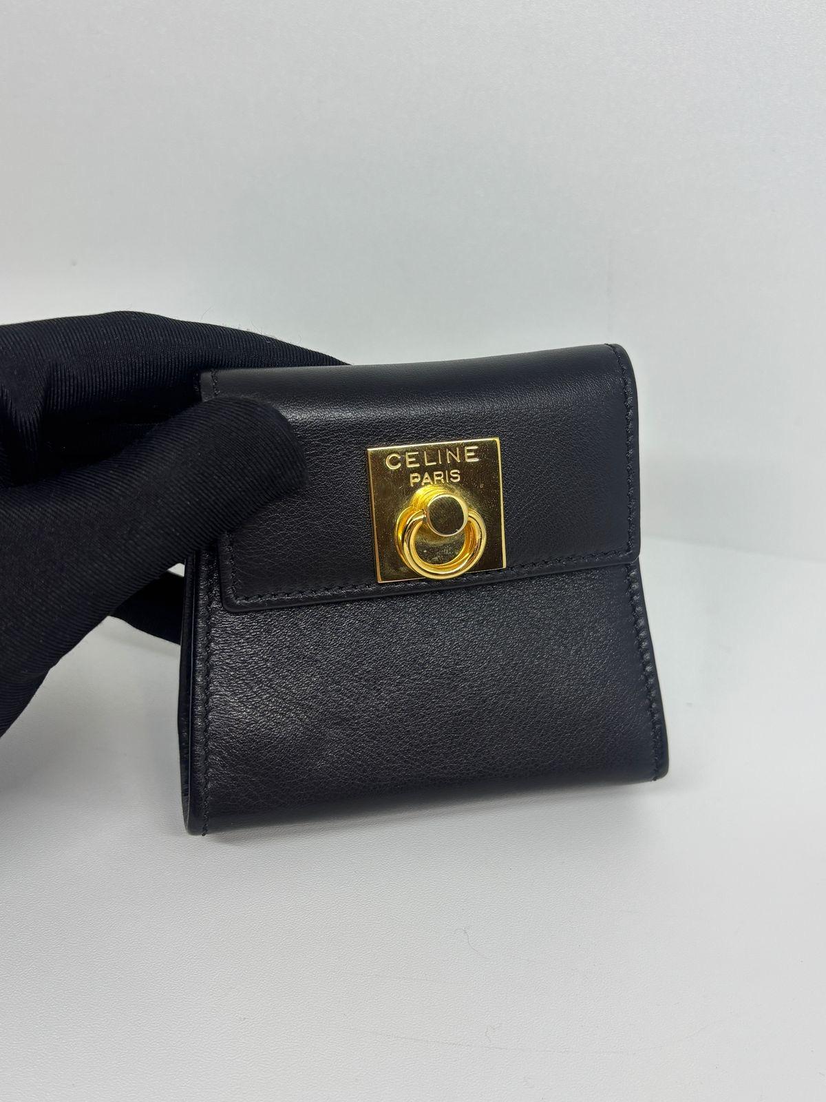 Vintage Celine Black Smooth Leather Mini Crossbody Purse For Sale 5