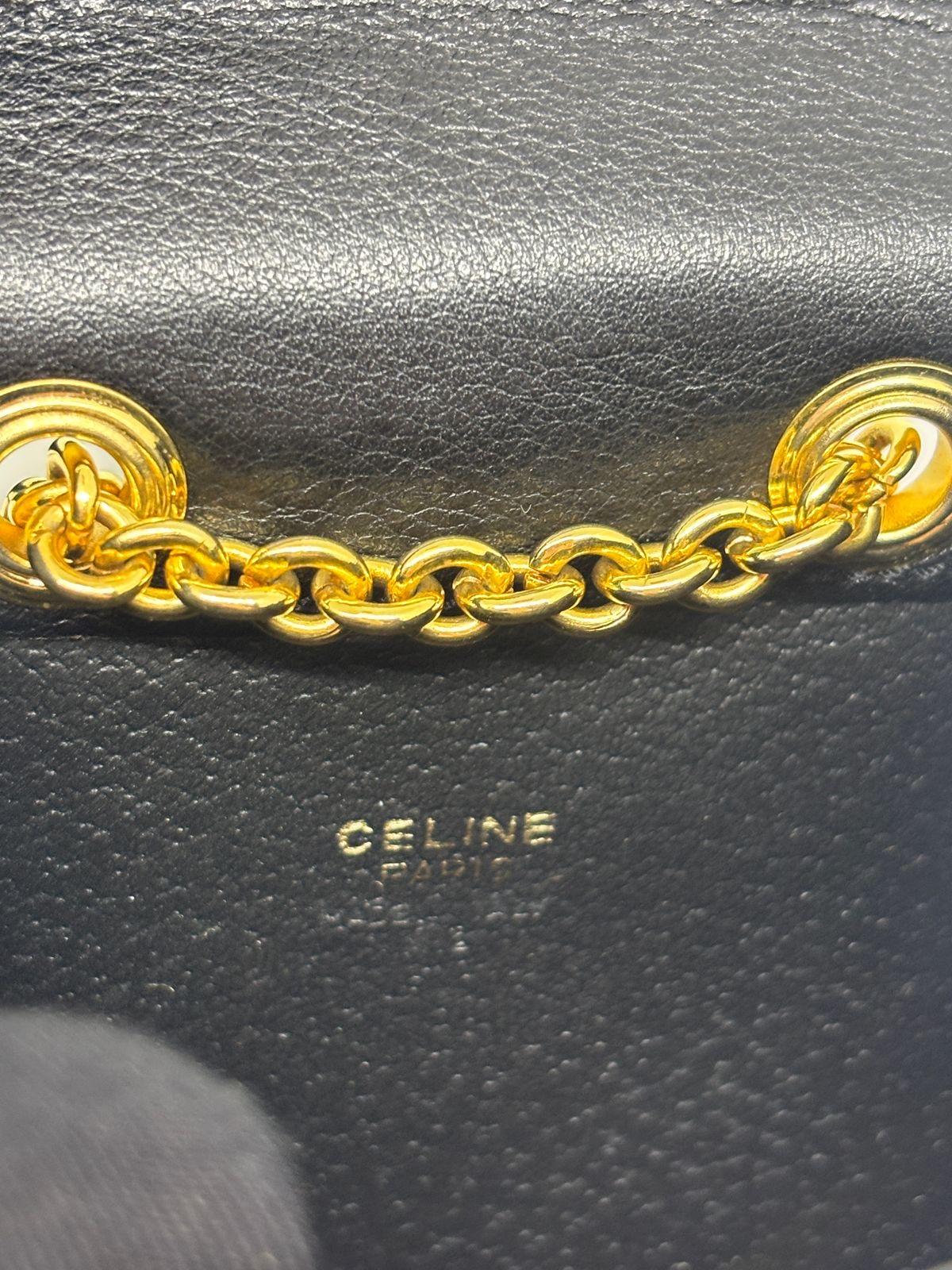 Vintage Celine Black Smooth Leather Mini Crossbody Purse For Sale 6