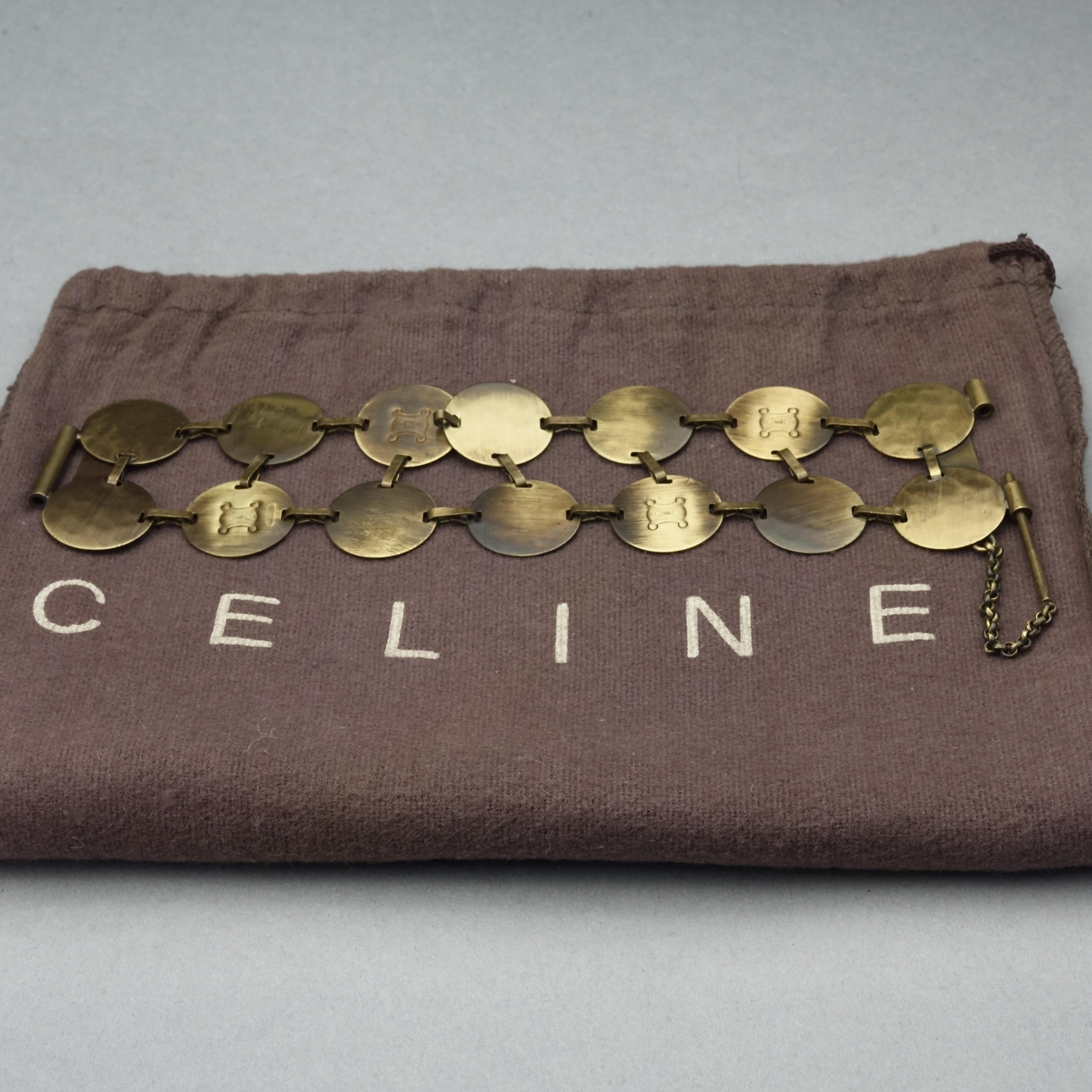 Vintage CELINE Blazon Logo Disc Coin Link Bracelet In Good Condition For Sale In Kingersheim, Alsace