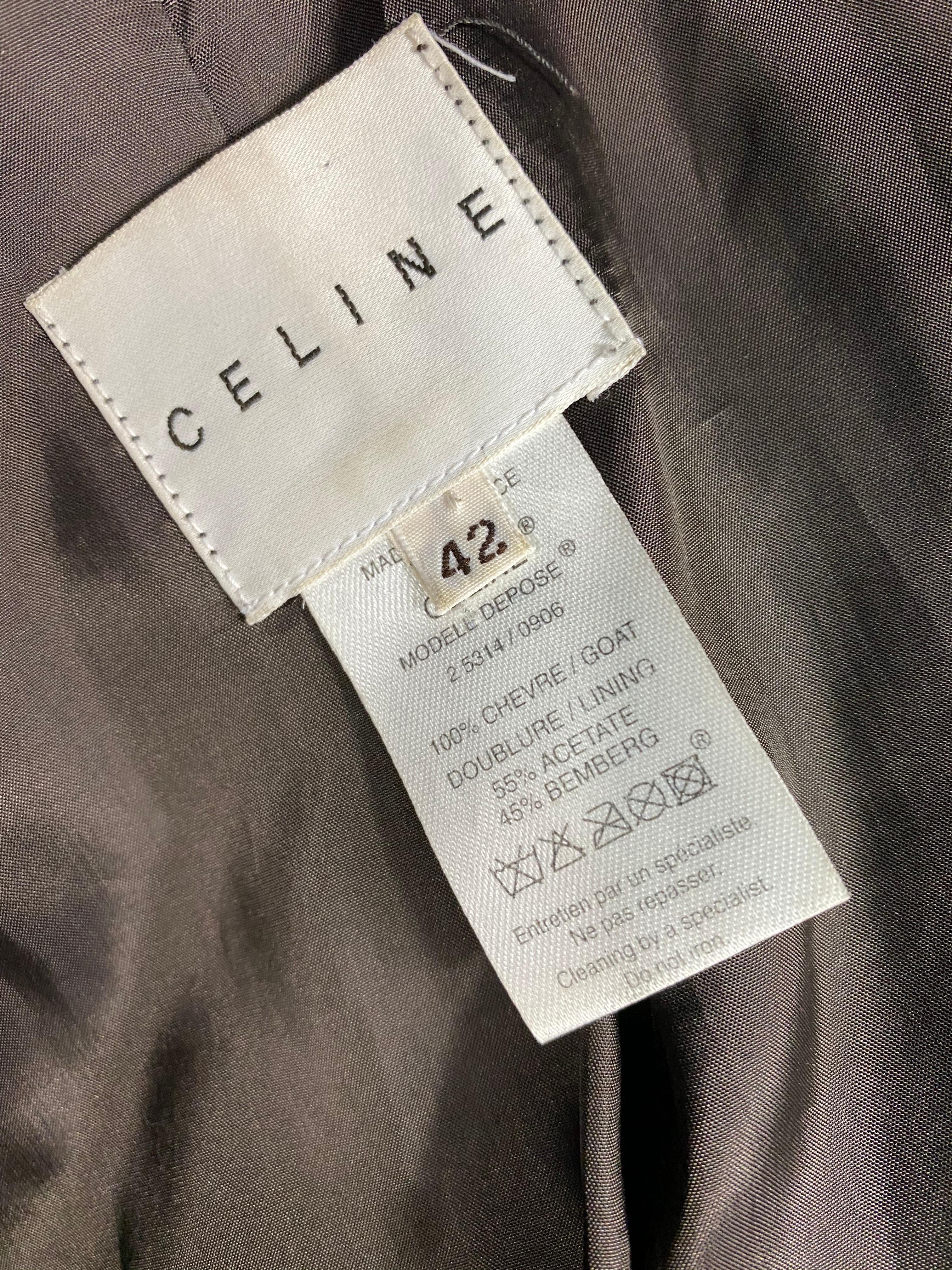 Vintage CELINE Brown Suede Animal Print Blazer Jacket Size 42  2