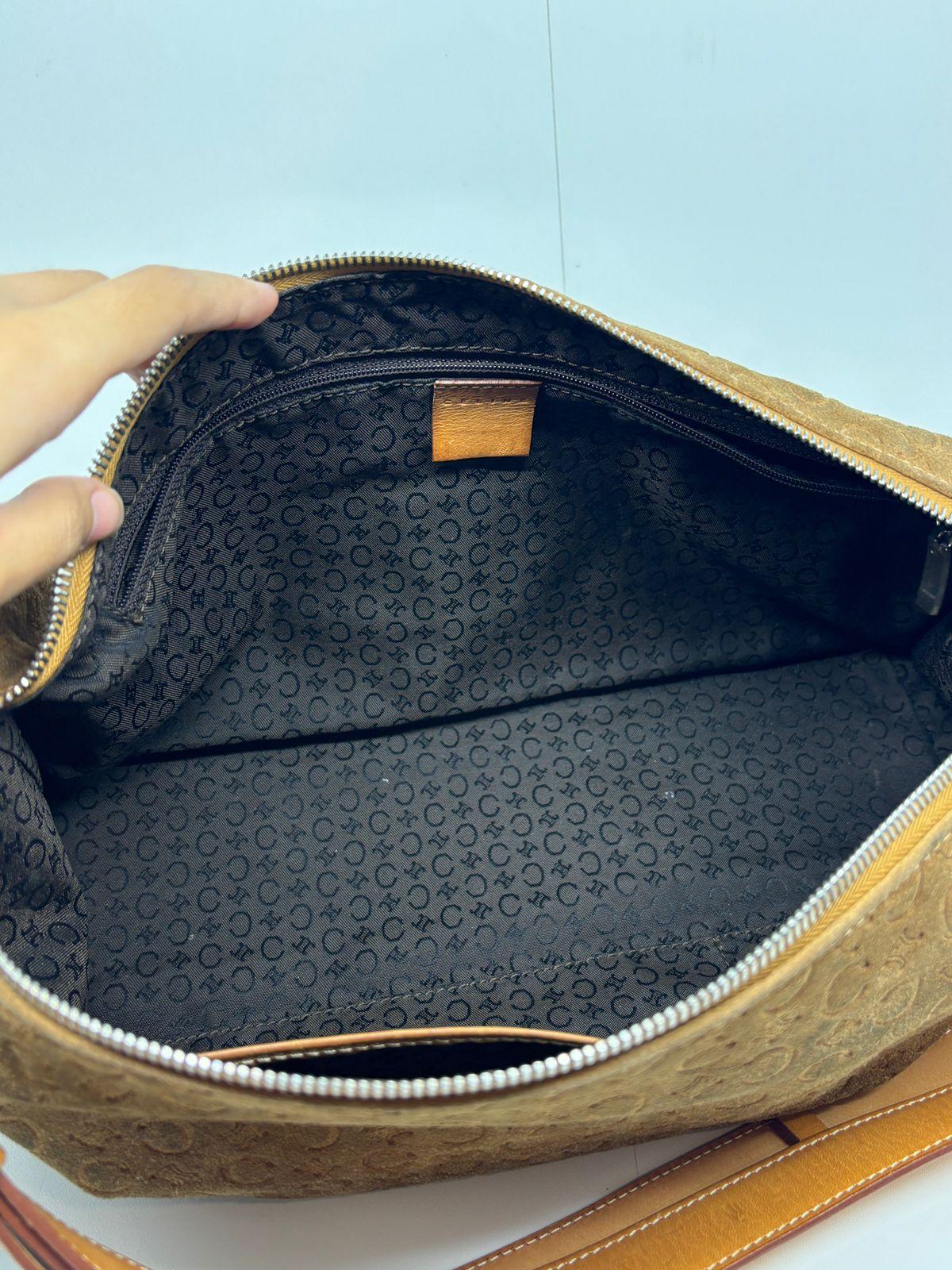 Vintage Celine C Macadam Embossed Brown Suede Shoulder Bag For Sale 2