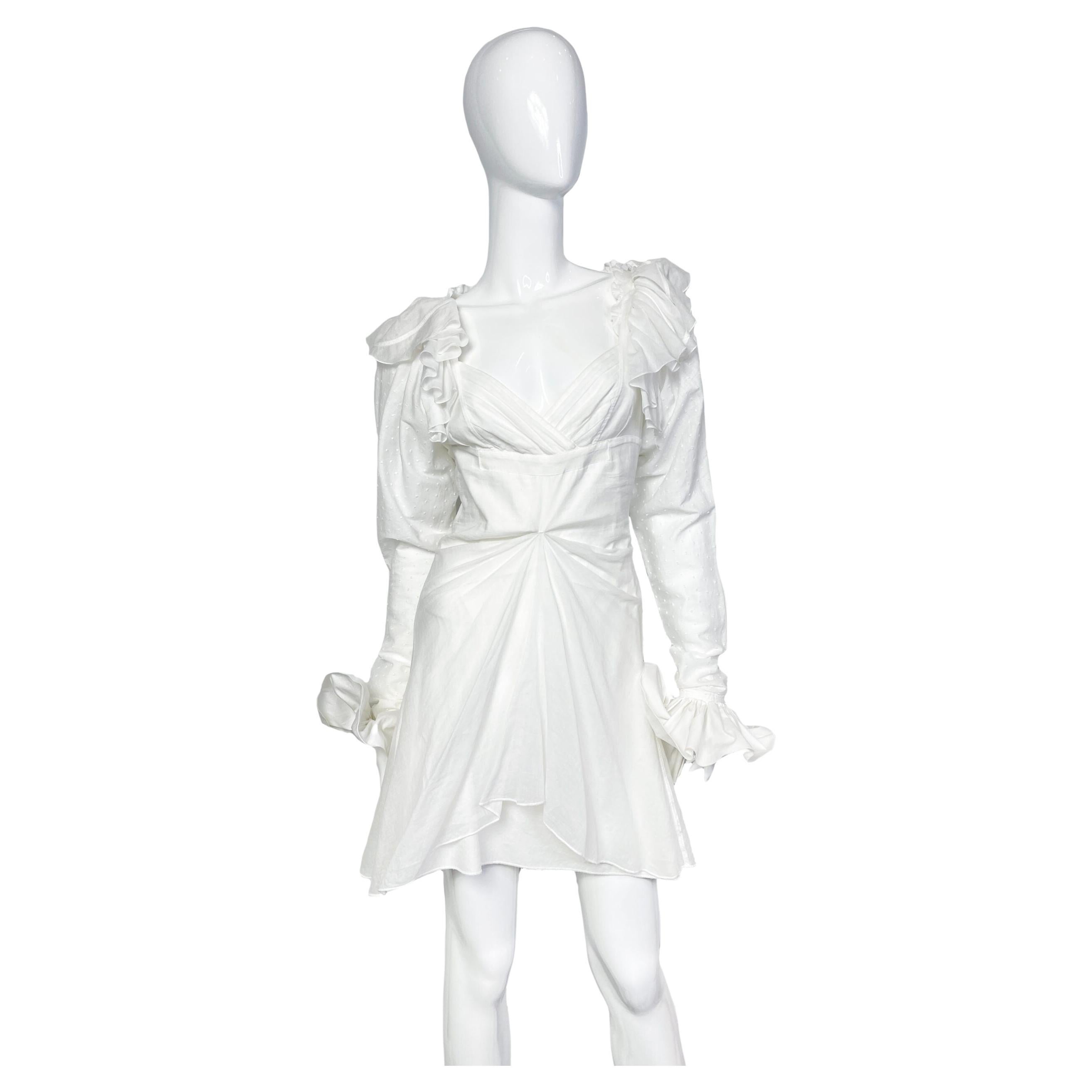 Vintage Celine Cotton Mini Draped Dress, 1990s For Sale