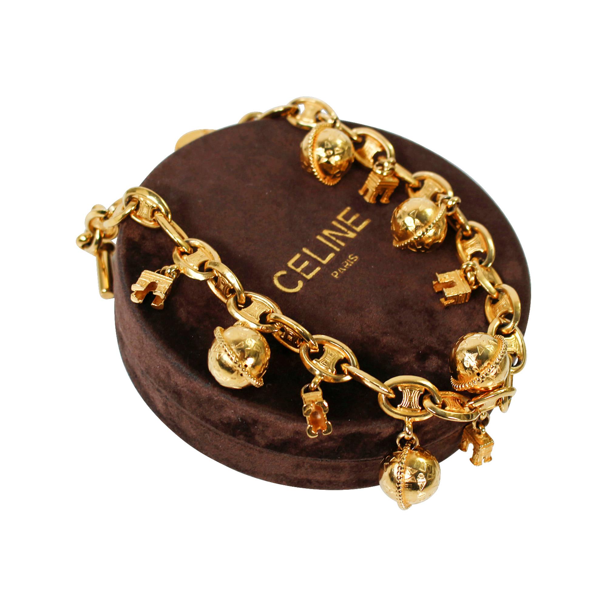 Vintage Celine Collier Globe et Arc De Triomphe Circa 1980 en vente 2