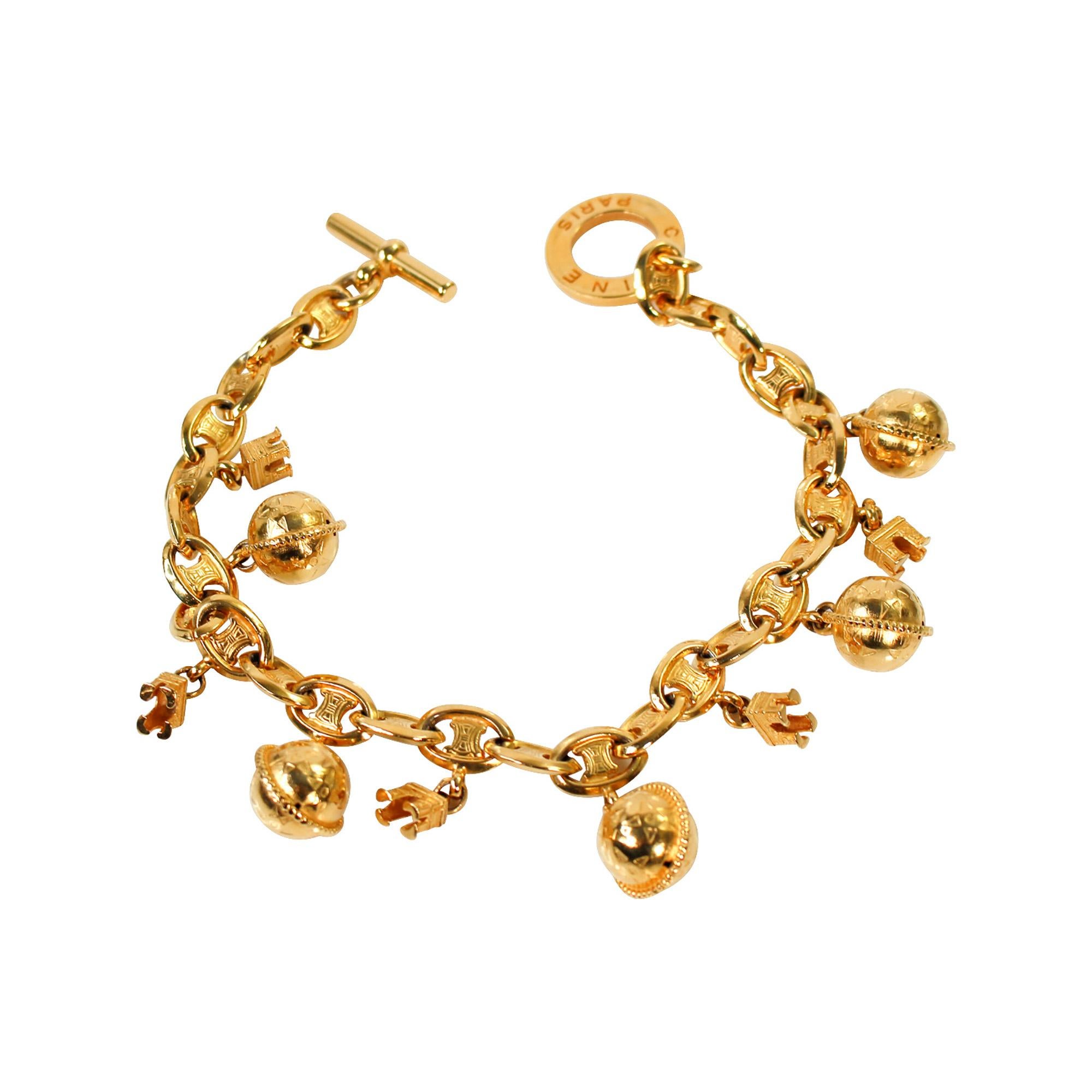 Vintage Celine Collier Globe et Arc De Triomphe Circa 1980 en vente 1