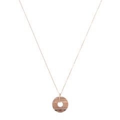 Vintage Celine Diamond Disc Pendant Necklace in Rose Gold