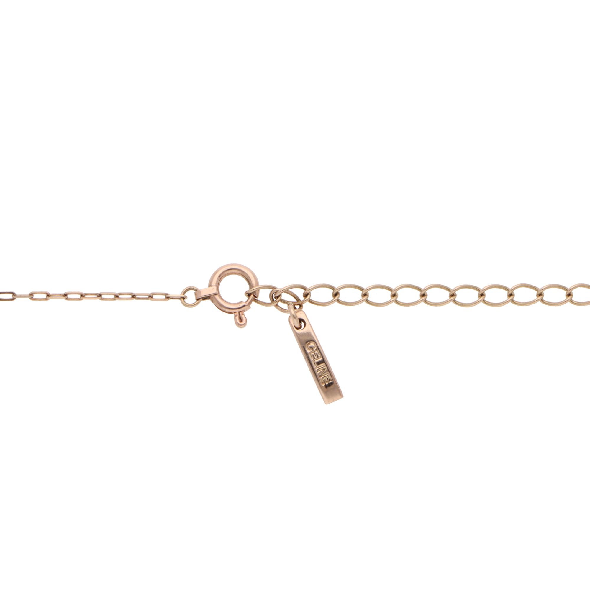 Femenino o masculino Collar Colgante de Disco de Diamantes Celine Vintage en Oro Rosa en venta