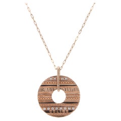 Collar Colgante de Disco de Diamantes Celine Vintage en Oro Rosa