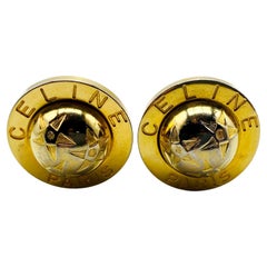 Vintage Celine Gold Plated Clip On Earrings 1980s - 1989 Collection